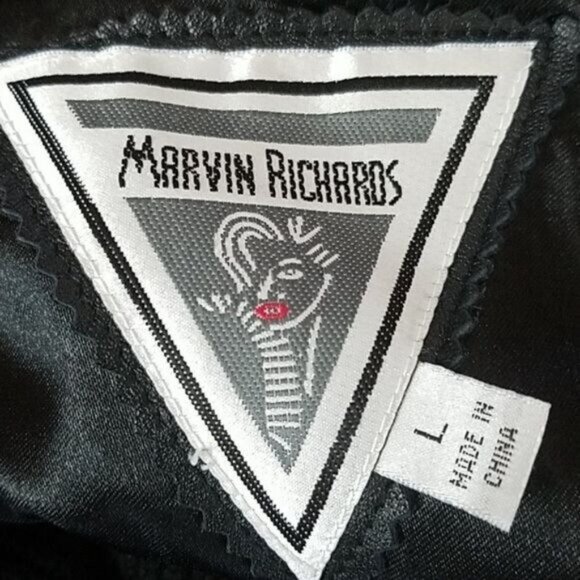 Vintage 80's Jacket Coat Leather Black Ribbed Marvin Richards Women's WOMAN'S LG - Picture 10 of 15